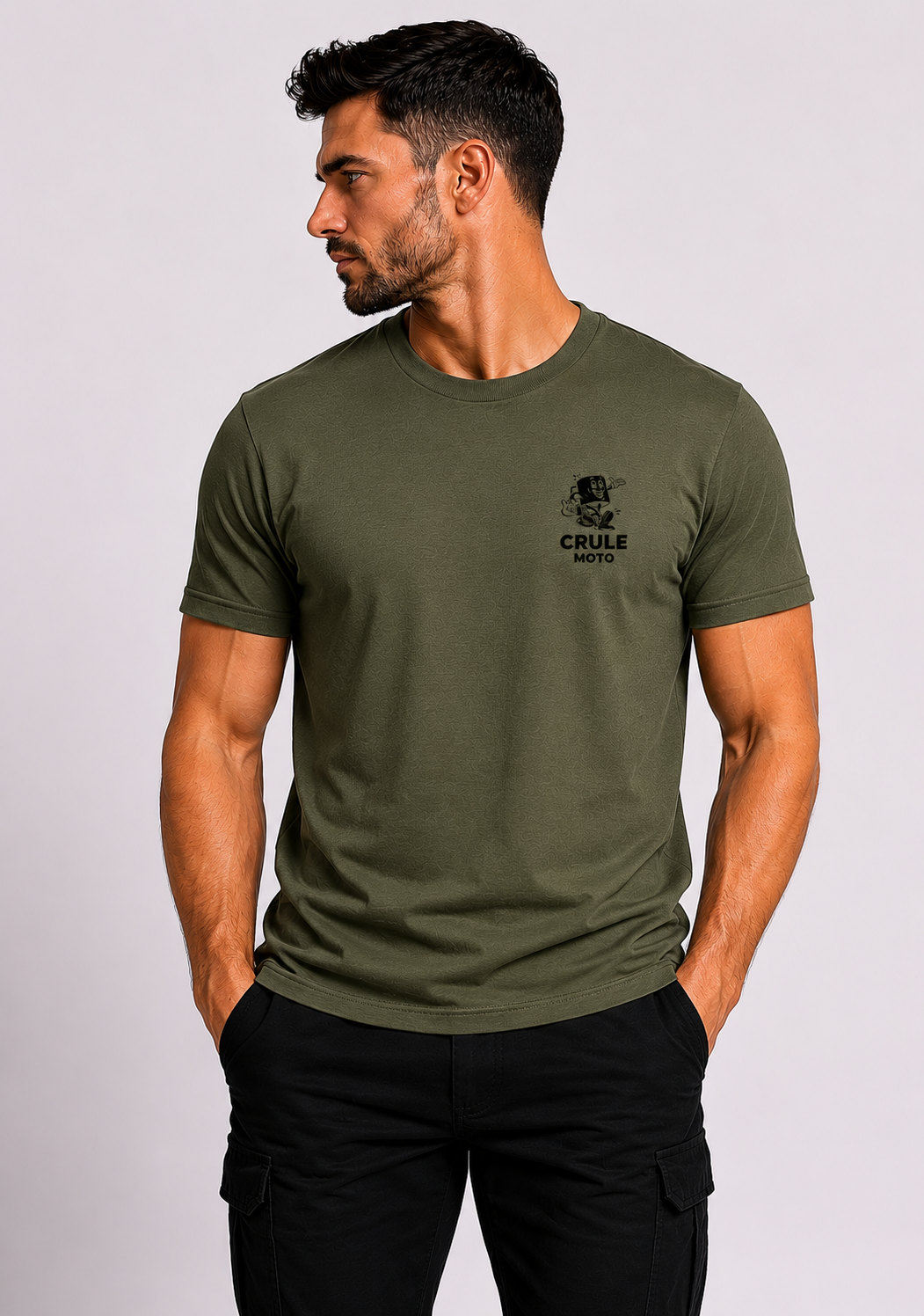 Caffeine & Gasoline Tee - Khaki & Black