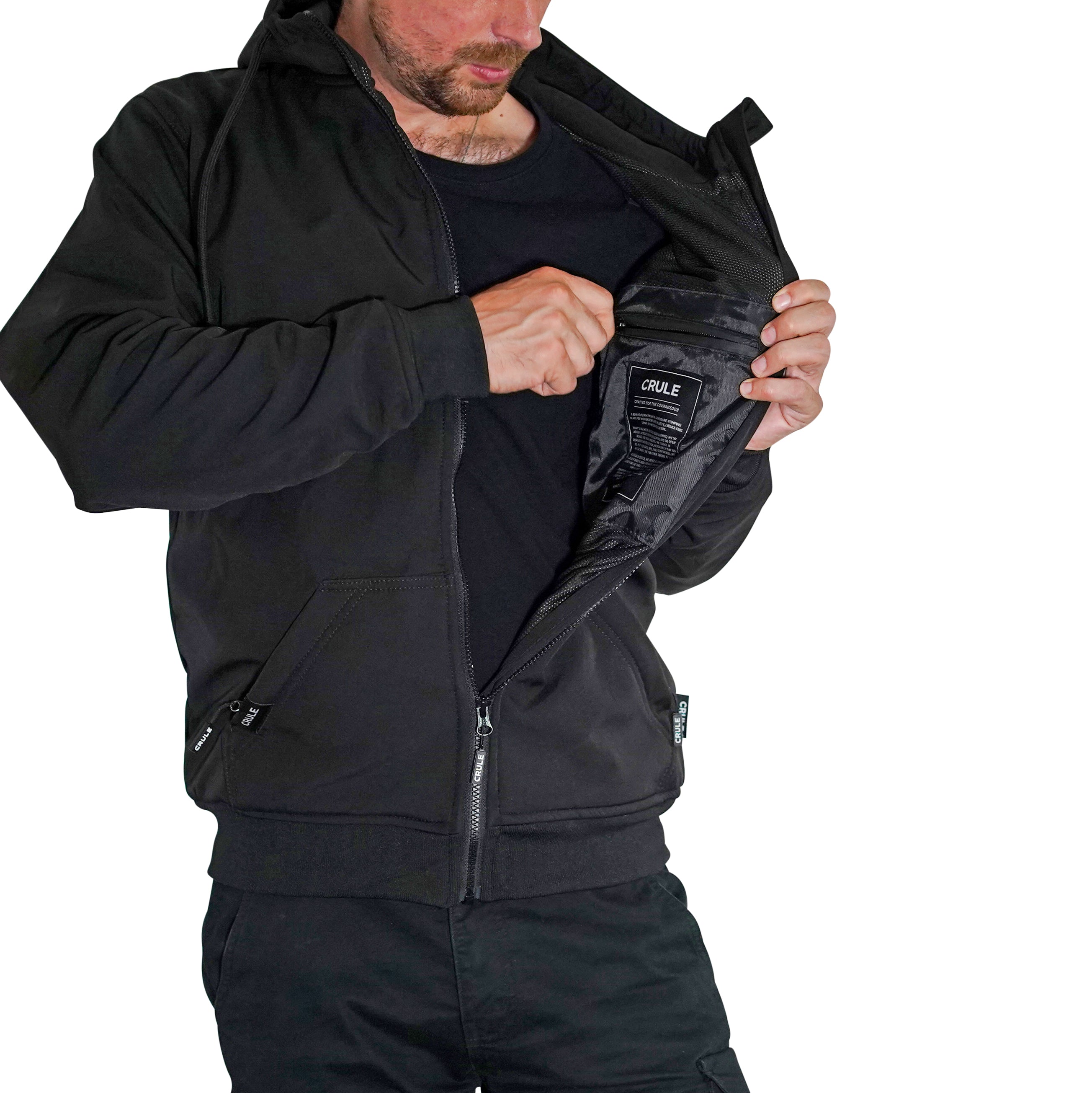 Crule Badlands Armoured Soft Shell Hoodie - Black