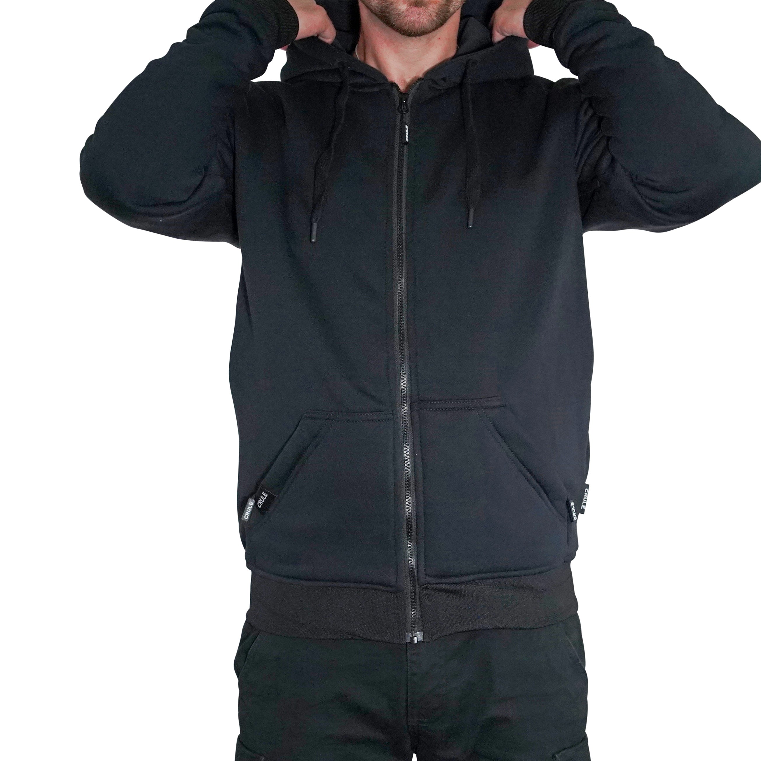 Crule Renegade Armoured Jersey Zip Hoodie - Black