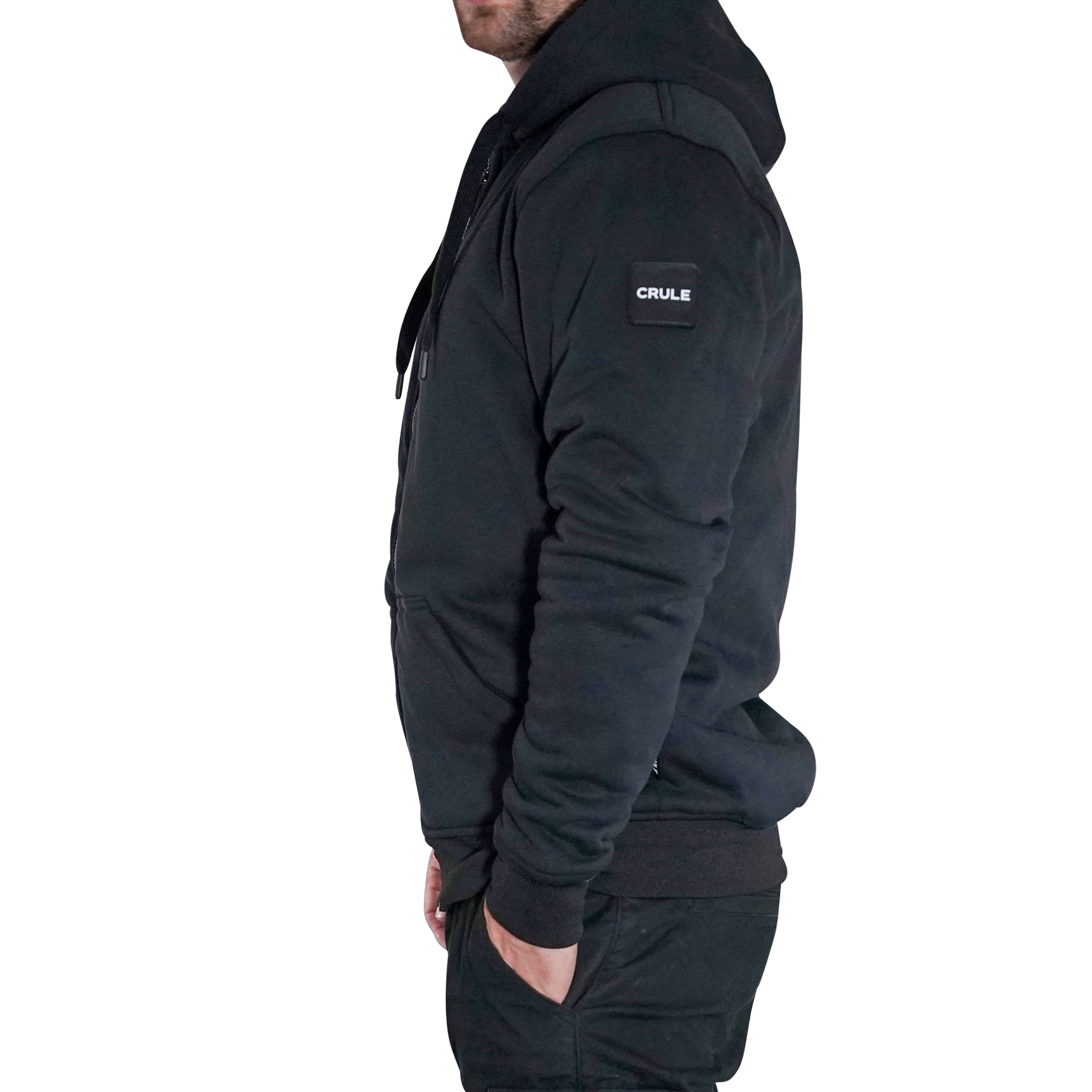 Crule Renegade Armoured Jersey Zip Hoodie - Black