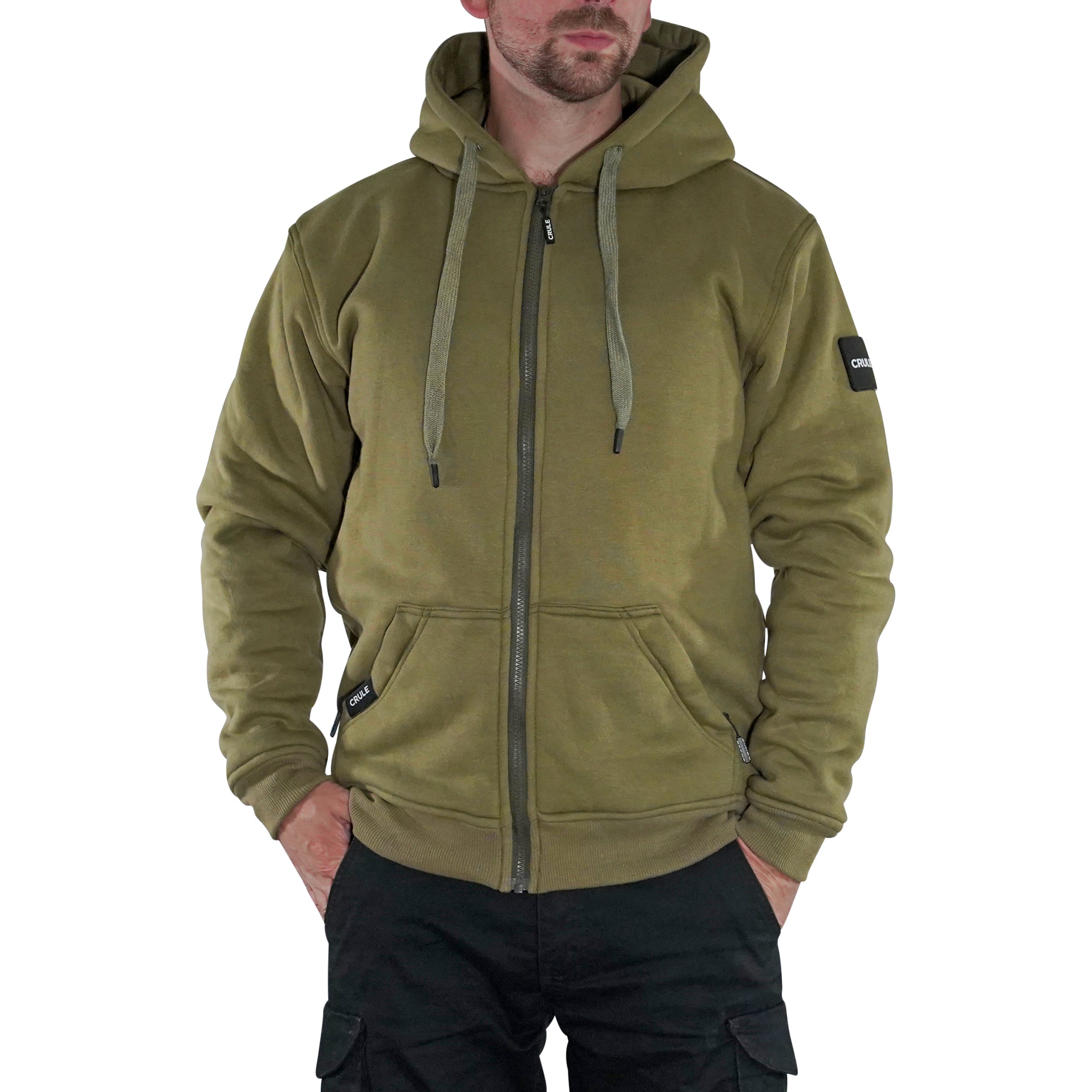 Crule Renegade Armoured Jersey Zip Hoodie - Khaki