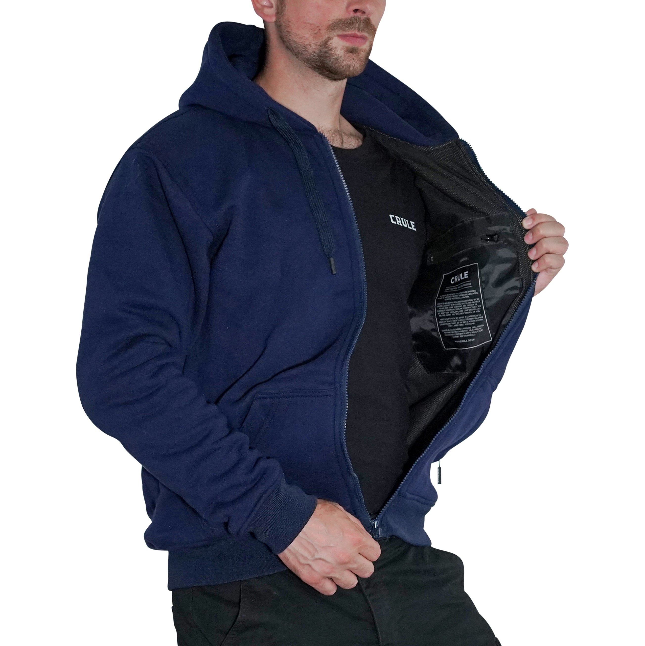 Crule Renegade Armoured Jersey Zip Hoodie - Navy