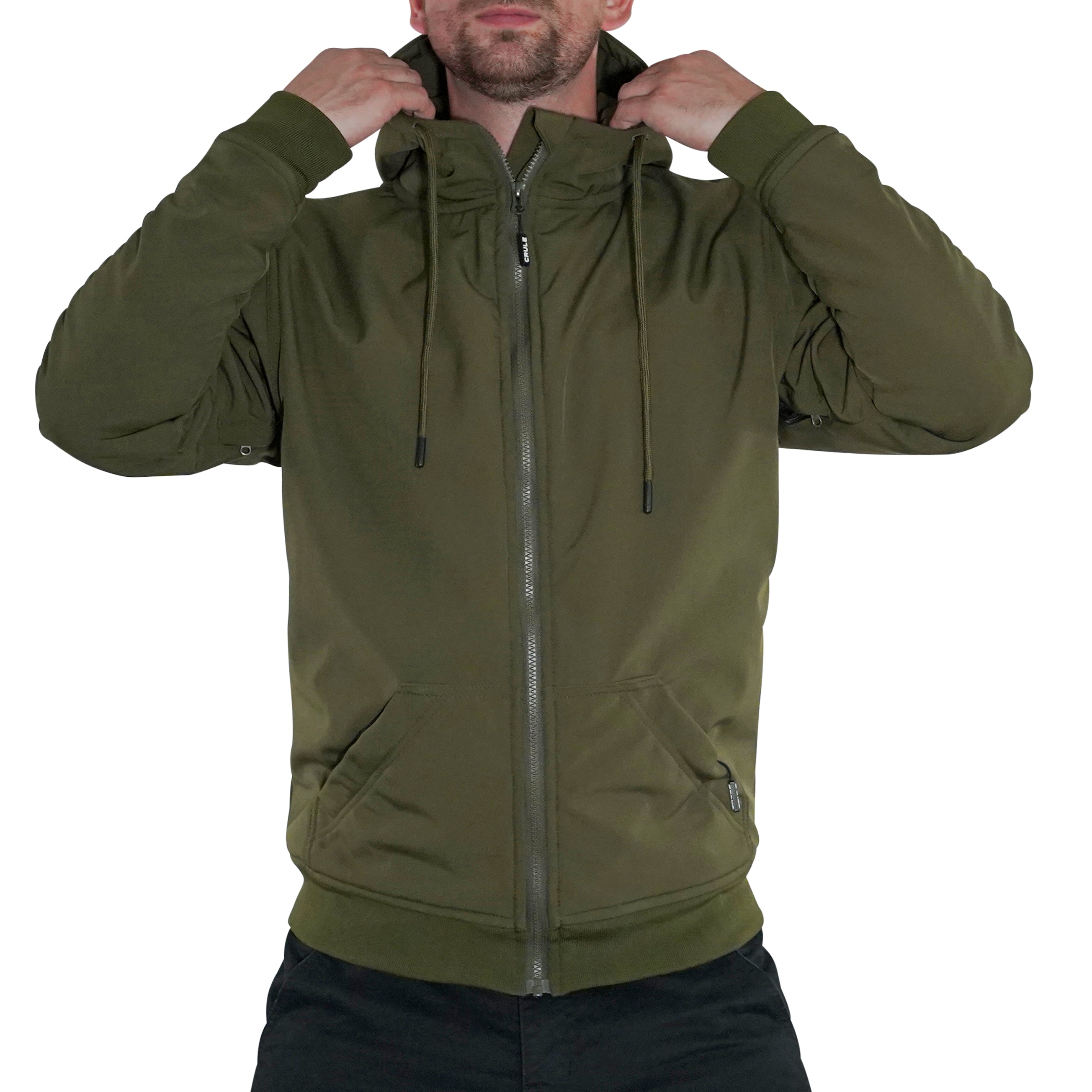 Crule Badlands Armoured Soft Shell Hoodie - Khaki
