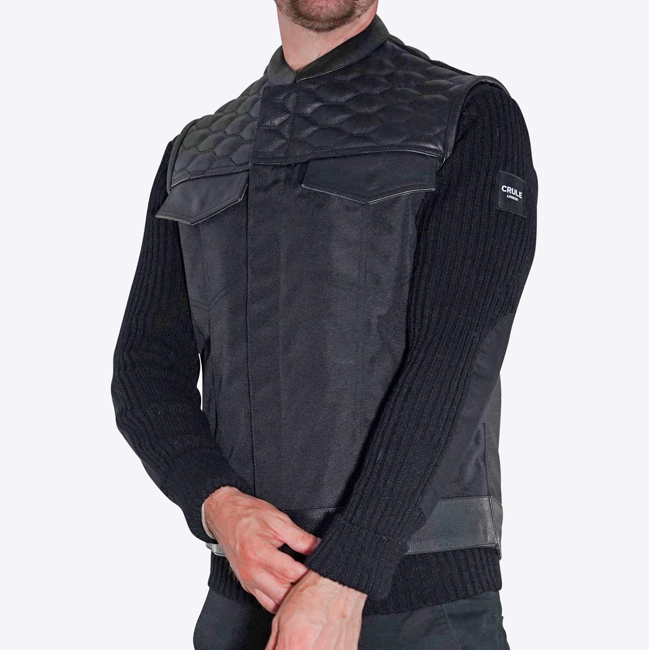 Hex Leather Nomad Armoured Riding Vest - Black on Black