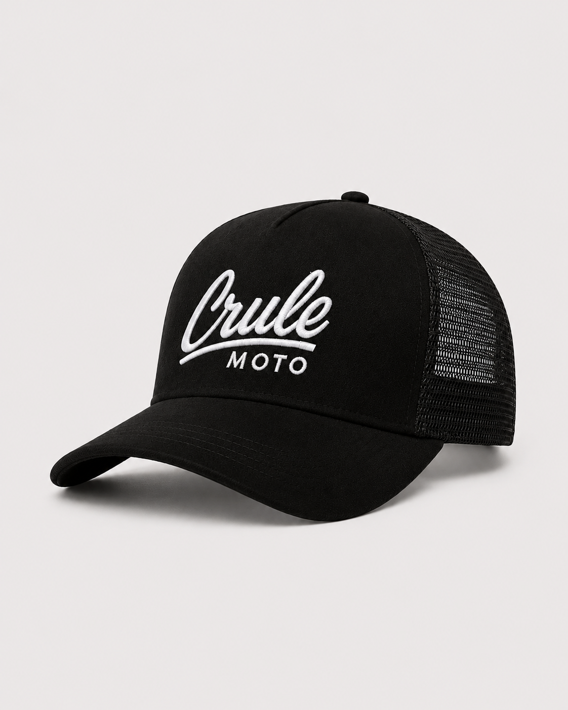 Crule Moto Black Suede Trucker Cap