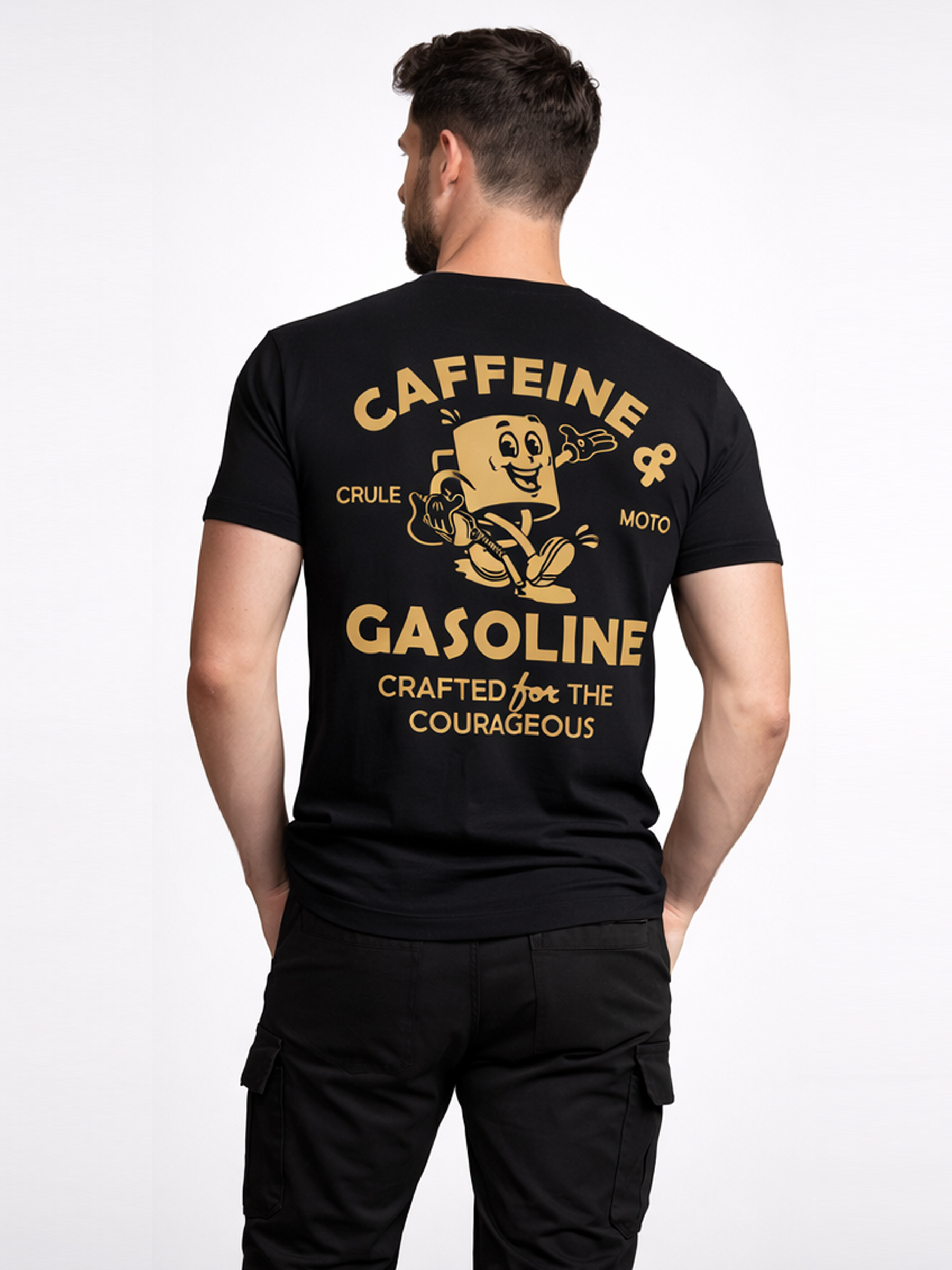 Caffeine & Gasoline Tee - Black & Gold