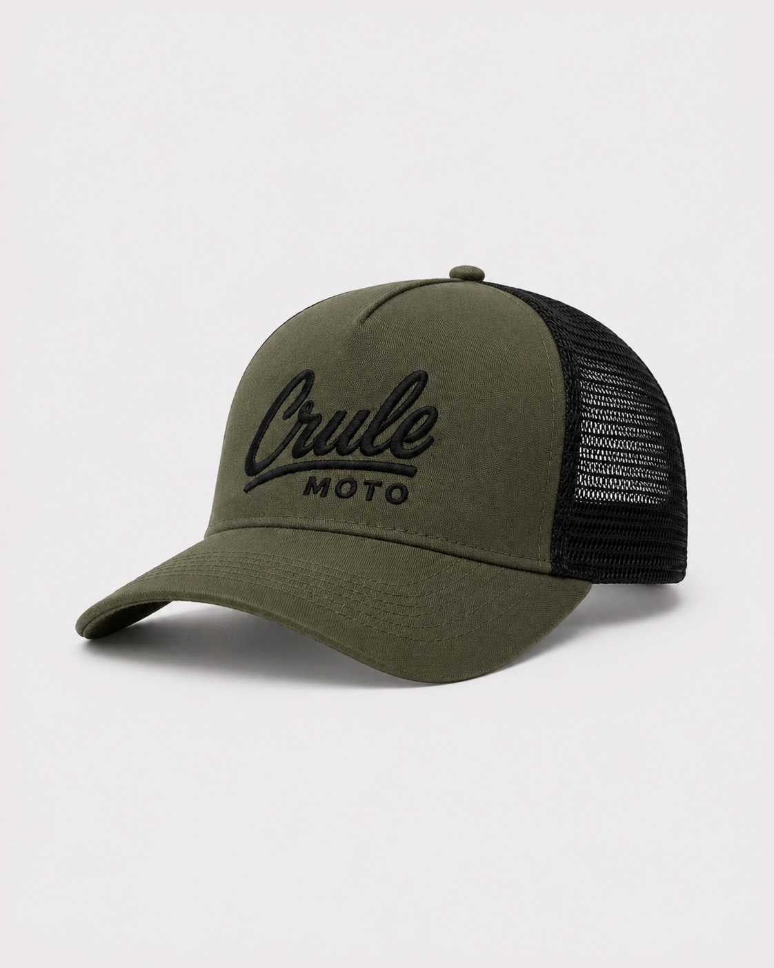 Crule Moto Khaki Trucker Cap