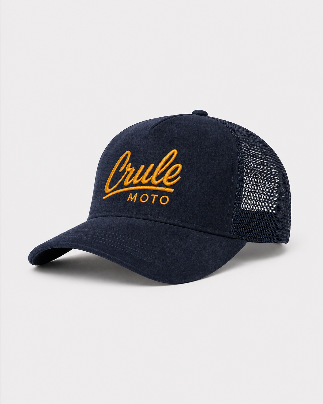 Crule Moto Navy Suede Trucker Cap