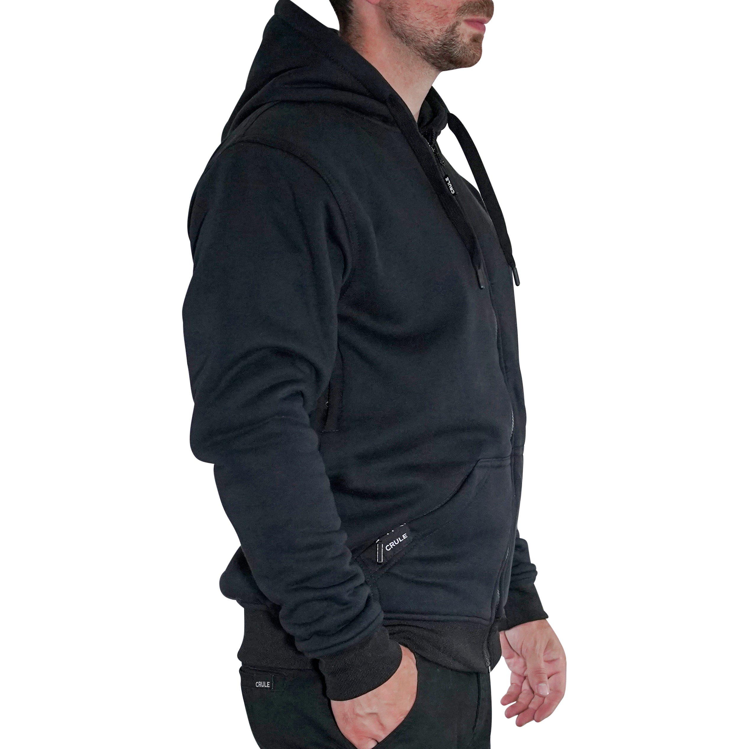 Crule Renegade Armoured Jersey Zip Hoodie - Black