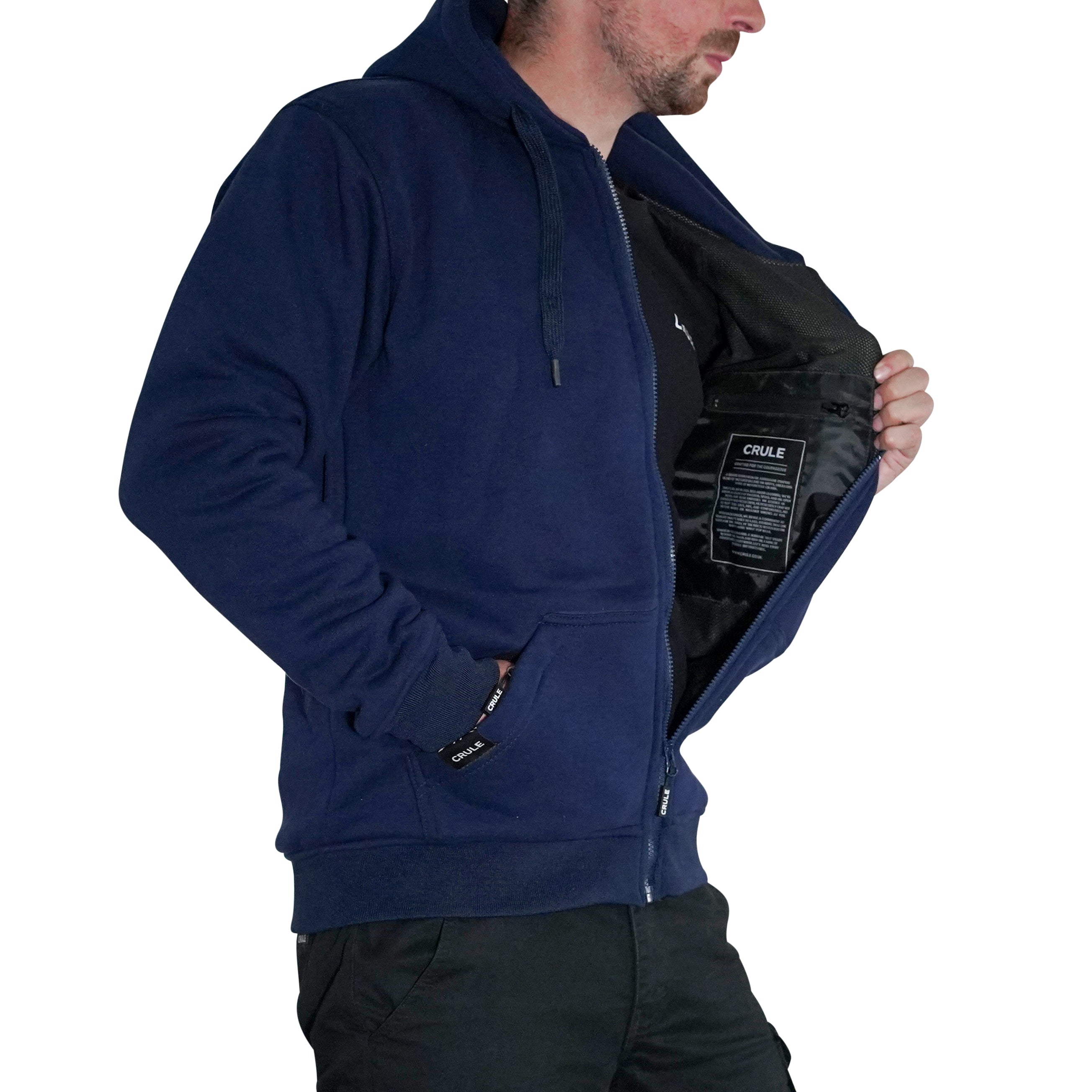 Crule Renegade Armoured Jersey Zip Hoodie - Navy