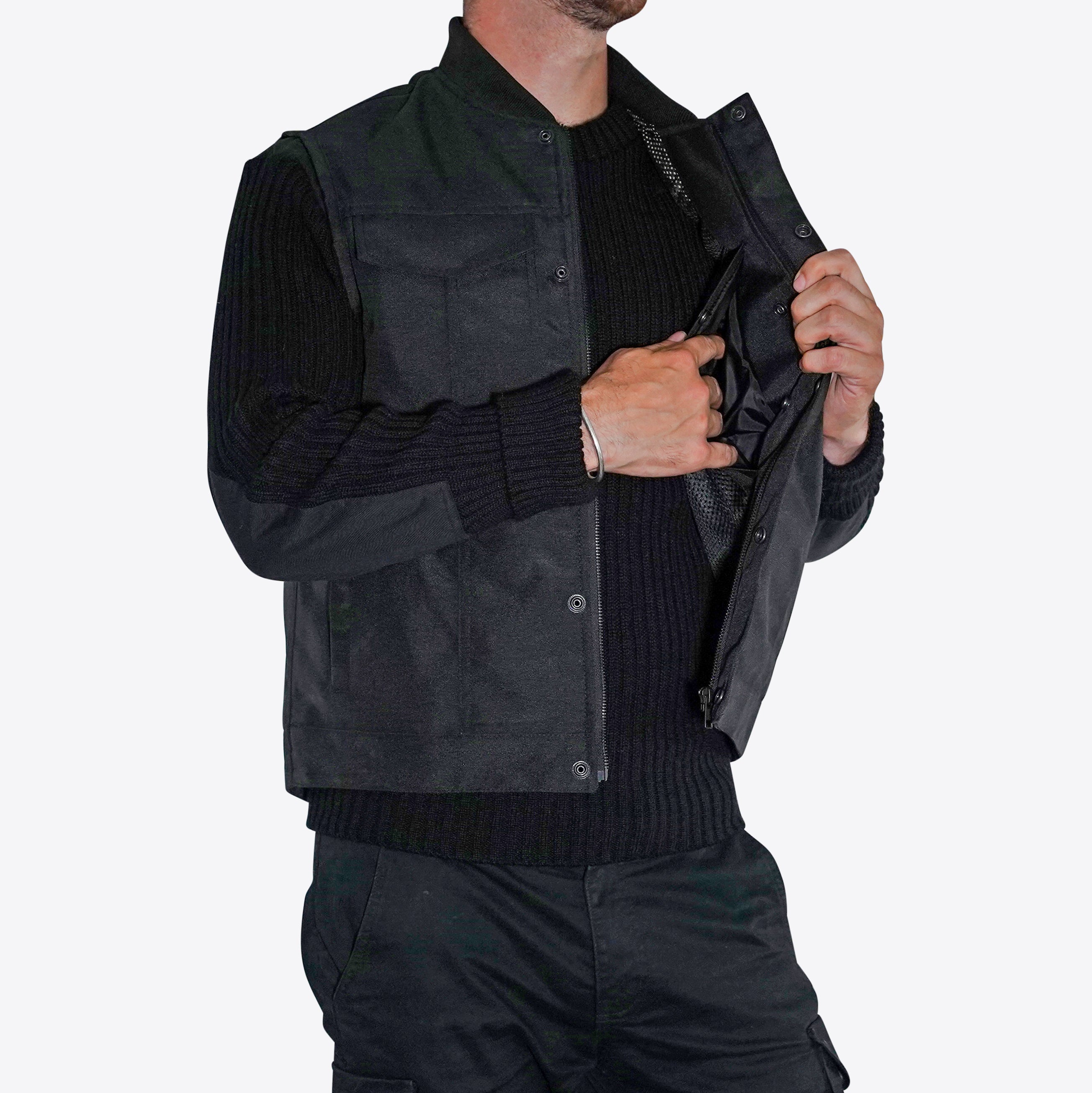 Nomad Armoured Riding Gilet - Black on Black