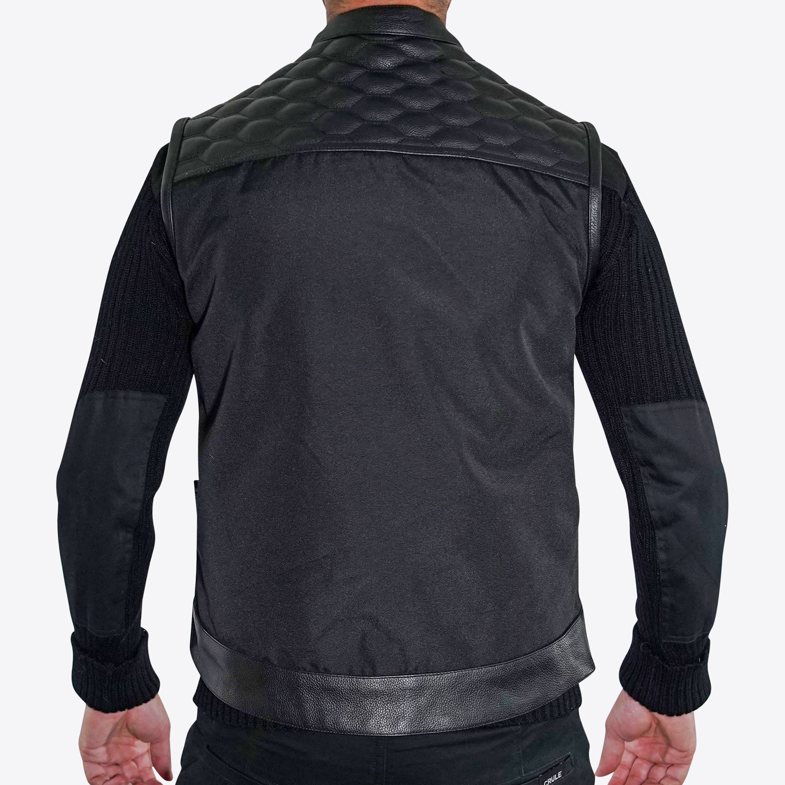 Hex Leather Nomad Armoured Riding Vest - Black on Black