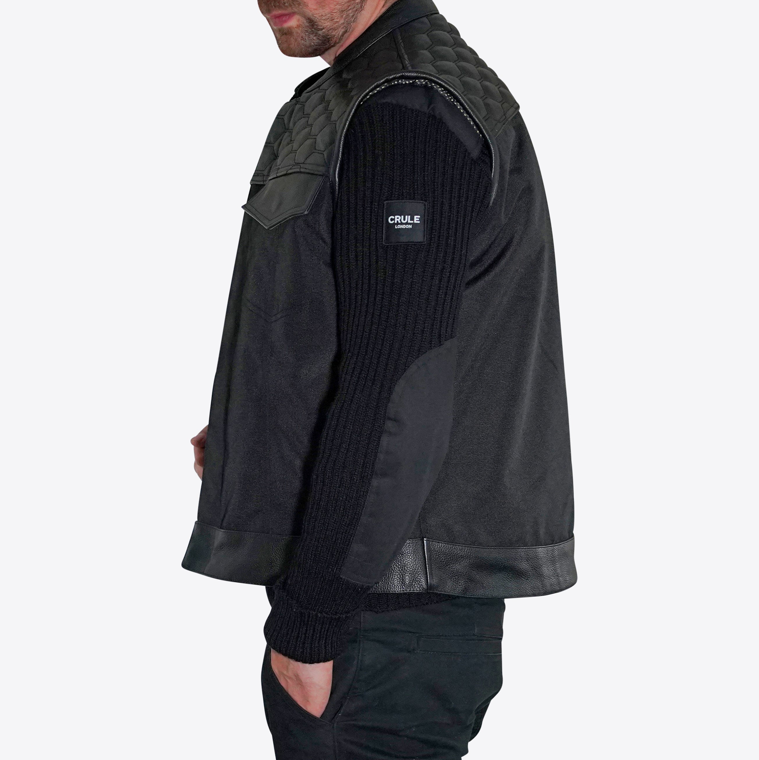 Hex Leather Nomad Armoured Riding Vest - Black on Black