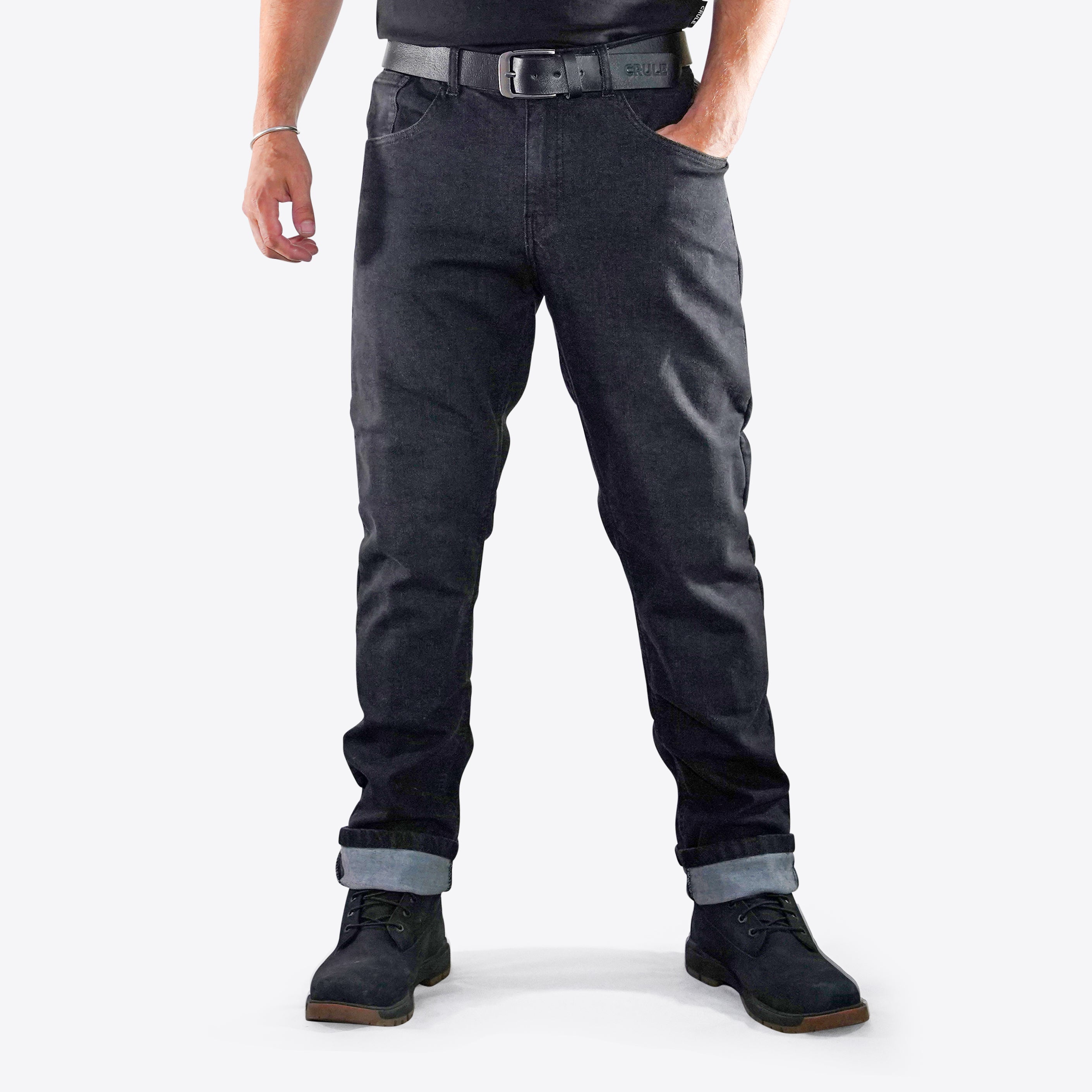 Crule Moto Armoured Moto Denim Riding Jeans AA - Black
