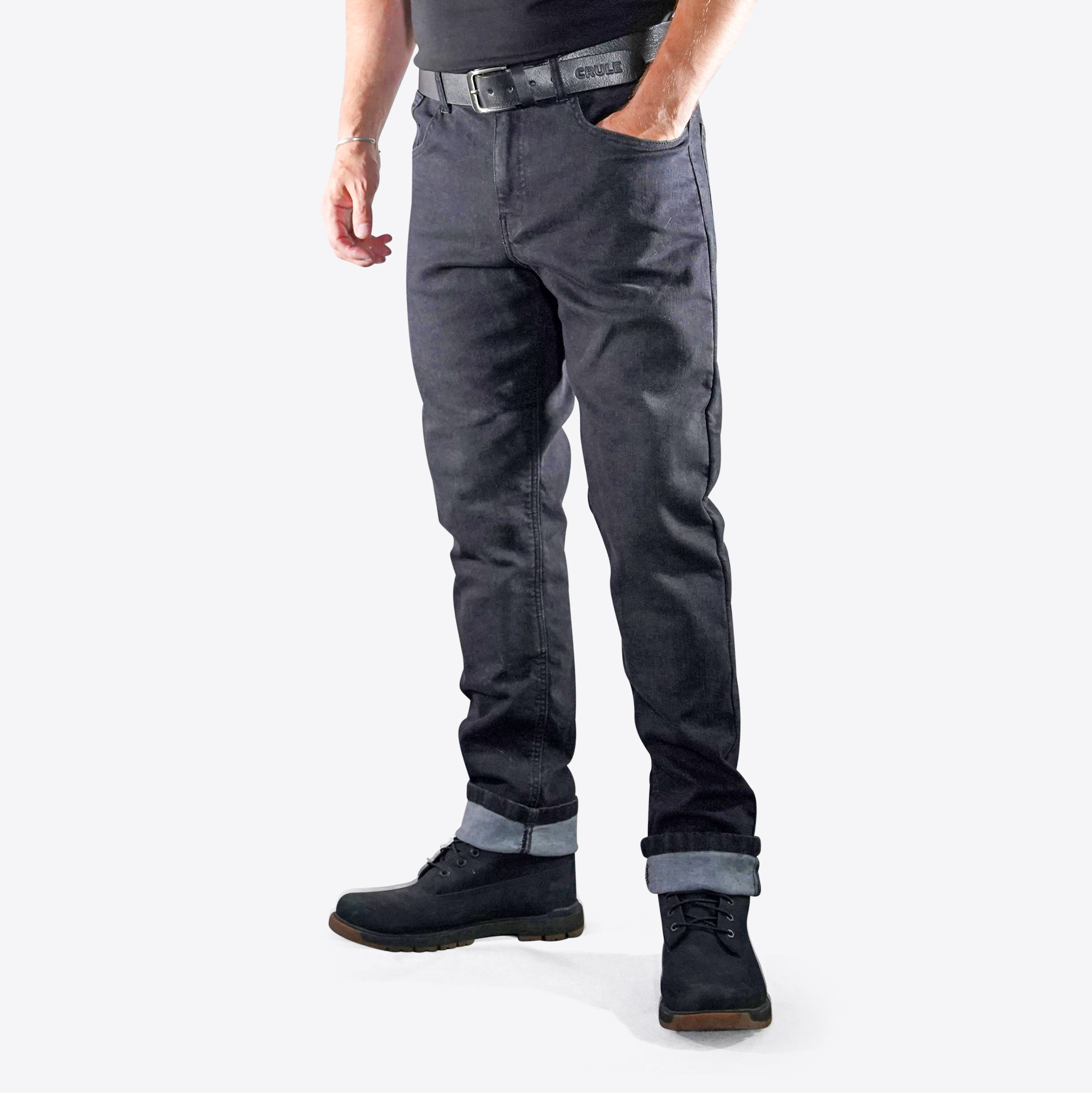 Crule Moto Armoured Moto Denim Riding Jeans AA - Black