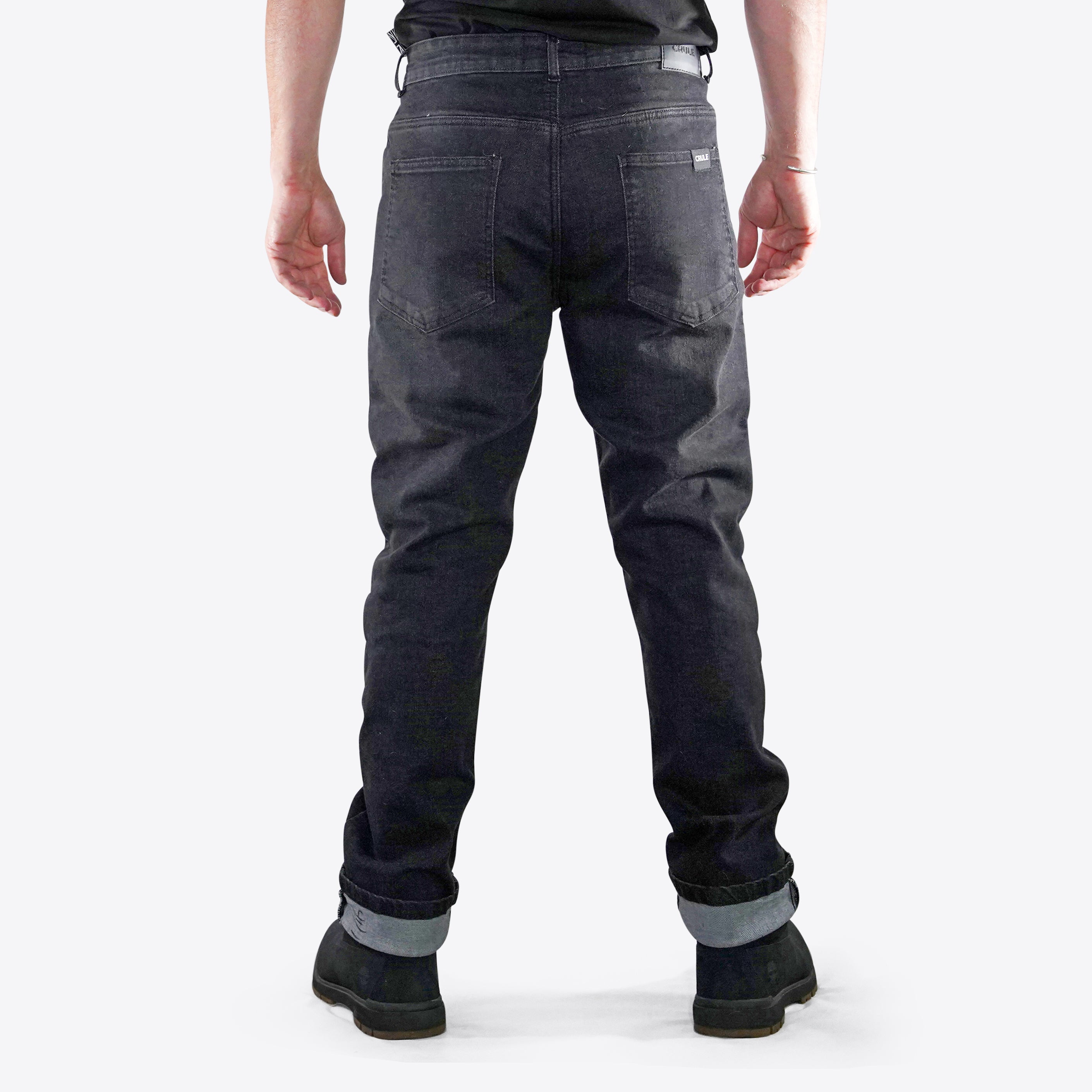 Crule Moto Armoured Moto Denim Riding Jeans AA - Black