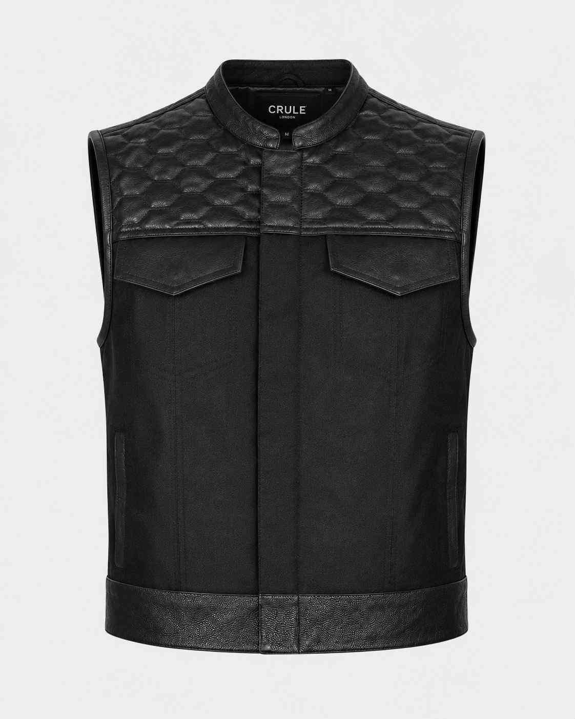 Hex Leather Nomad Armoured Riding Vest - Black on Black