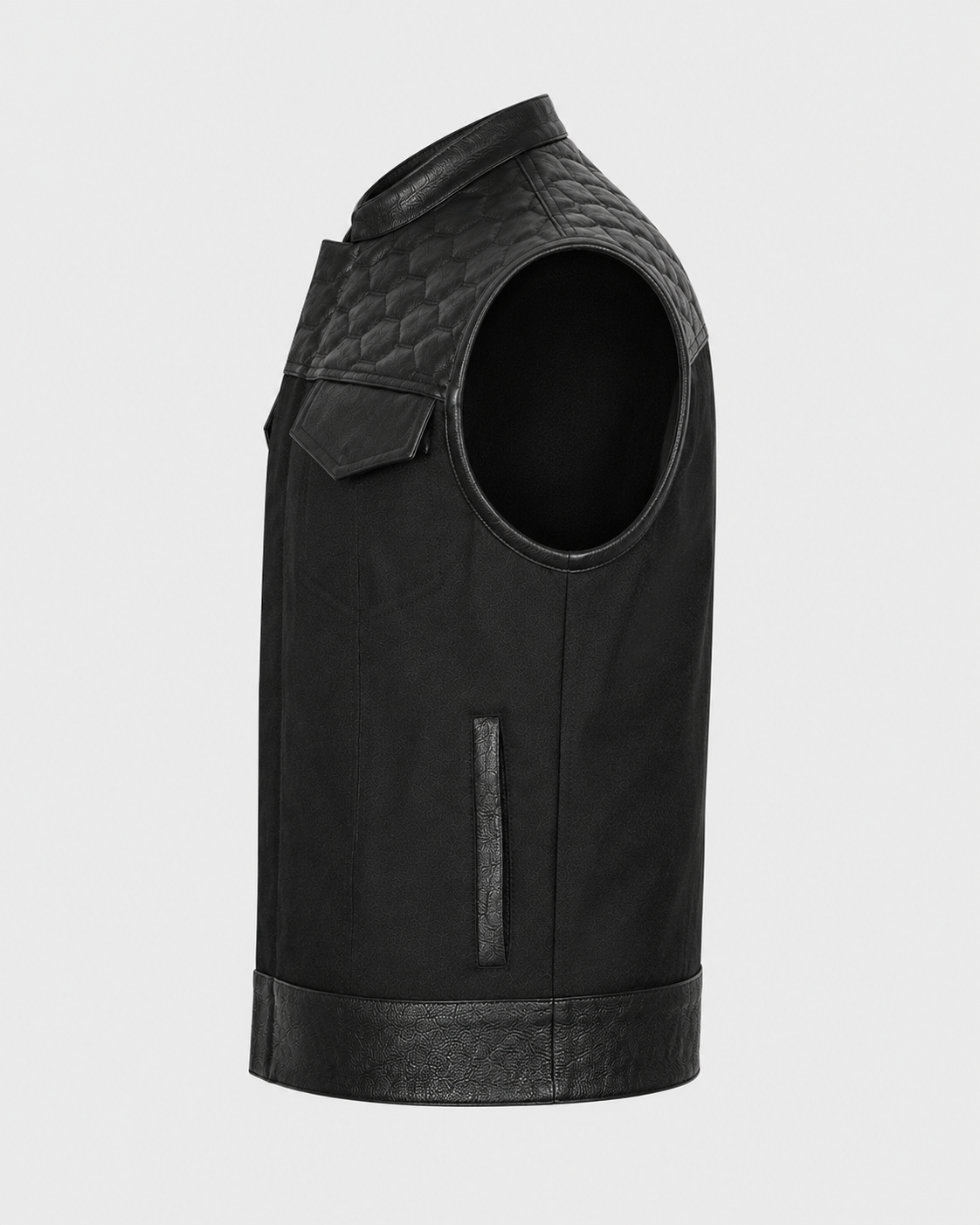 Hex Leather Nomad Armoured Riding Vest - Black on Black