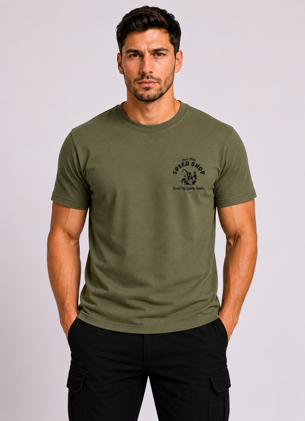 Crule Speed Shop Tee - Khaki