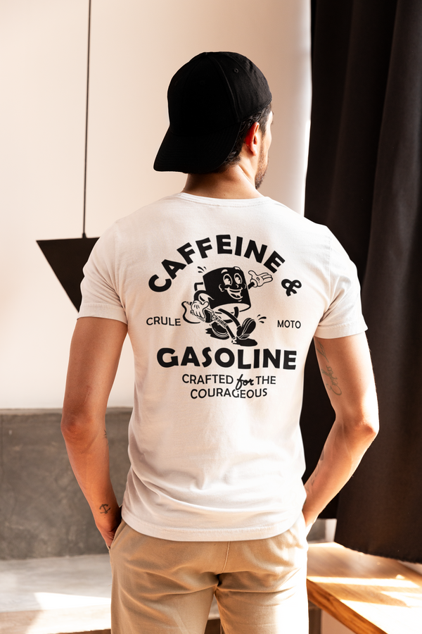 Caffeine & Gasoline Tee - White & Black